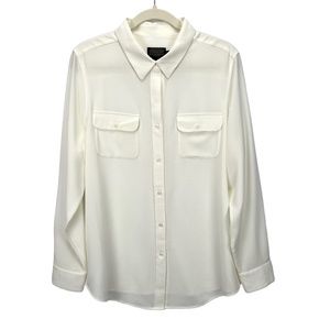 ⛔️ SOLD! ⛔️ Pendleton Ivory Cream Blouse Button Front Long Sleeve Stretch Shirt
